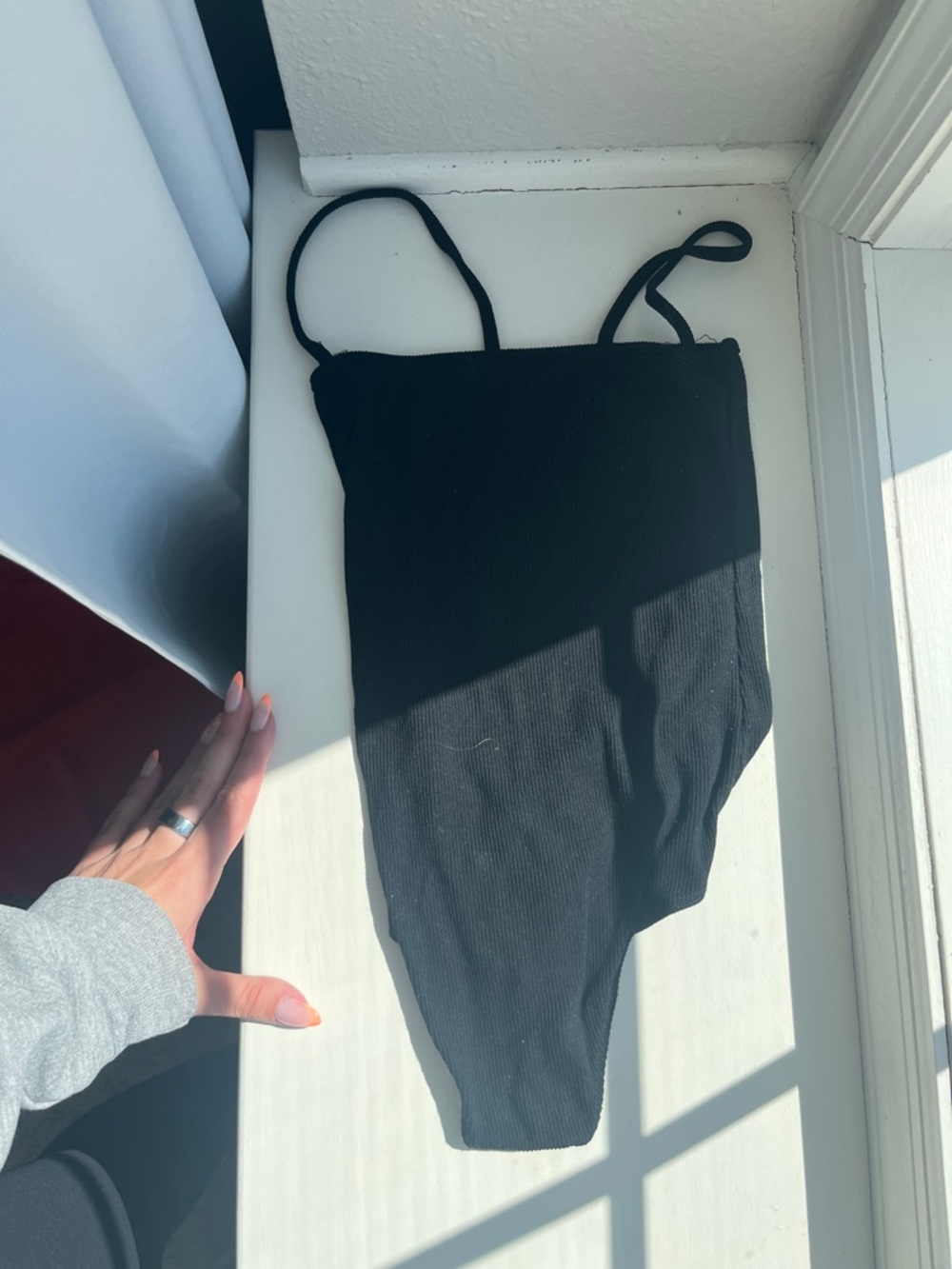Brandy Melville Black Ribbed Bodysuit